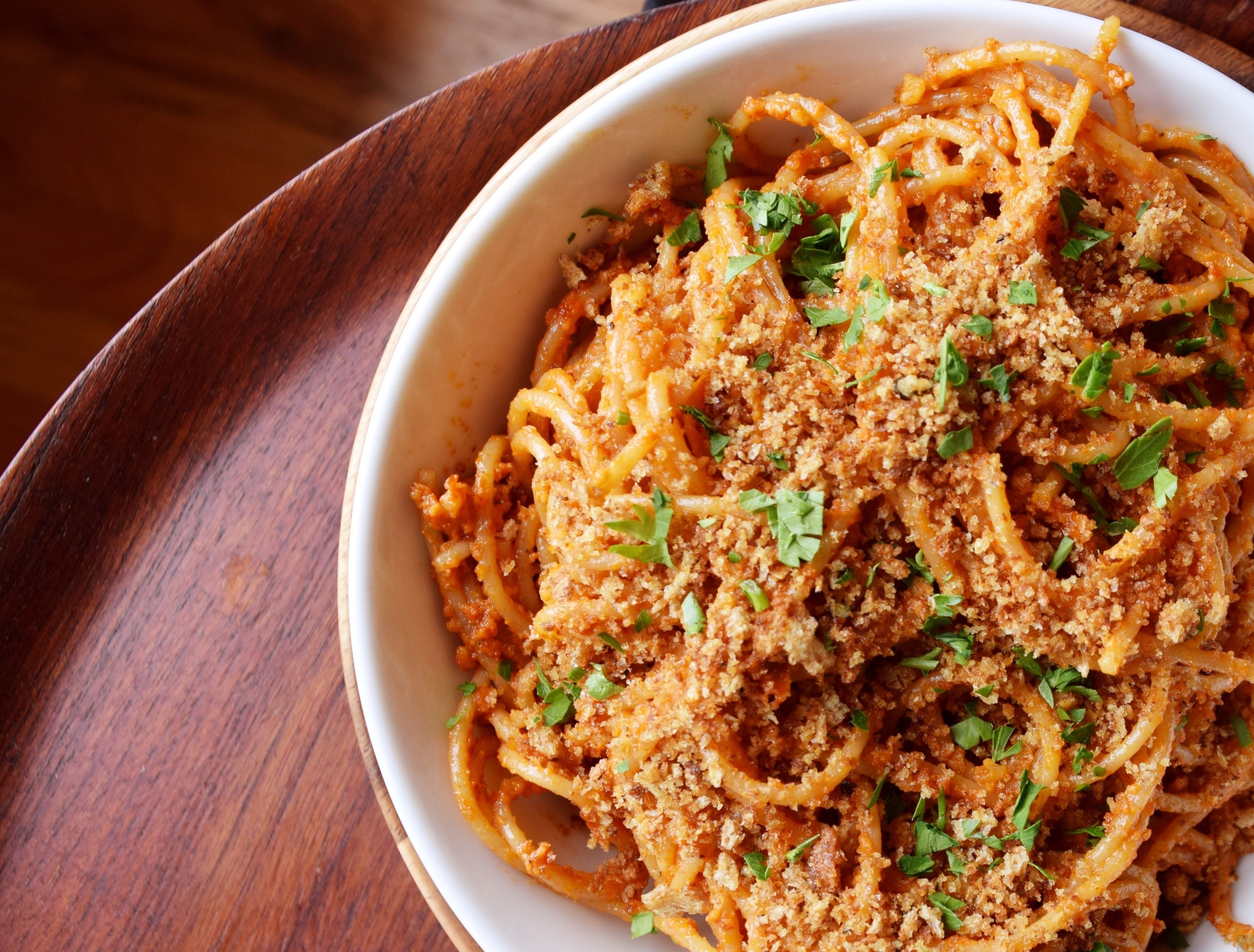 Spaghetti With Sun Dried Tomato Almond Pesto Make It Like A Man